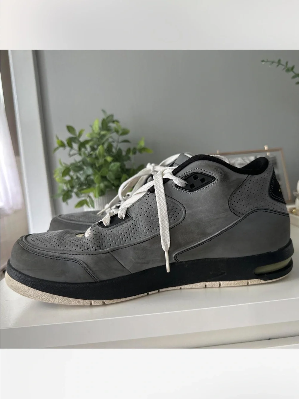 Jordan Men’s Gray and Black Low-Top Sneakers with Yellow Jumpman